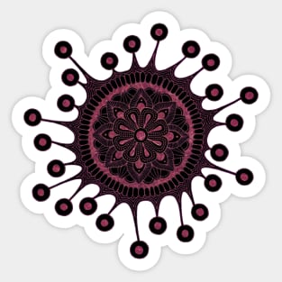 Virus Mandala (black/red) Sticker